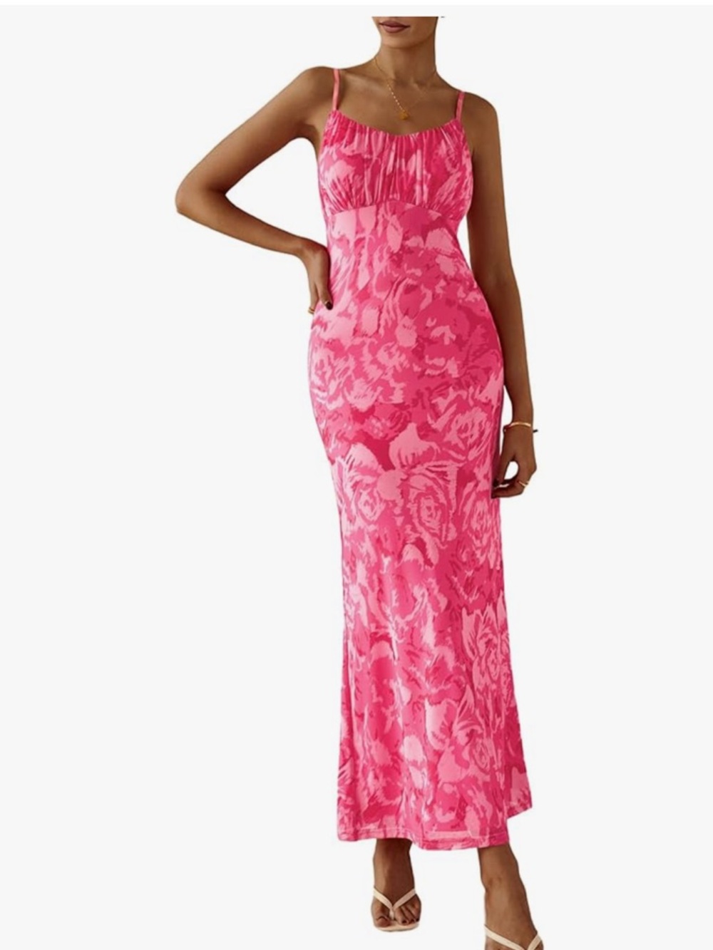 Chic Nation Pink Floral Maxi Slip Dress